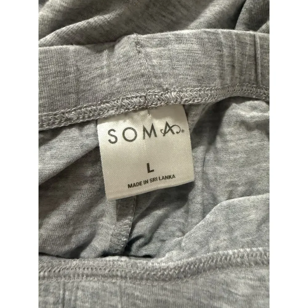 SOMA Heather Gray Knit Joggers Lounge Pants Pajama Sleepwear Women's L Large